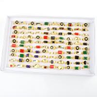 Zinc Set anillo de aleación, aleación de zinc, con Taladro de vidrio & caja de papel & Esponja & Acrílico, chapado en color dorado, Joyería & unisexo & esmalte & mixto, color mixto, inner diameter:17~20mm, Vendido por Caja[