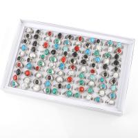Zinc Alloy Ring Set, with paper box & Sponge & Natural Turquoise, silver color plated, fashion jewelry & Unisex & mixed, mixed colors, inner ~20mm [