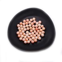Single Gemstone Beads, Synthetic Coral, Round, DIY & half-drilled, pink, 4mm 