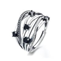 Sterling Silver Finger Ring, 925 Sterling Silver, Antique finish, fashion jewelry & micro pave cubic zirconia & for woman 