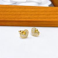 Cubic Zirconia Micro Pave Brass Earring, Heart, plated, fashion jewelry & micro pave cubic zirconia & for woman 