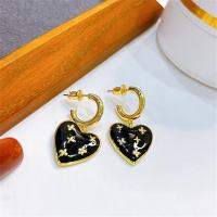 Brass Drop Earring, Heart, plated, fashion jewelry & for woman 30mm 