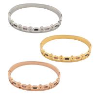 Stainless Steel Bangle, 304 Stainless Steel, Vacuum Ion Plating, fashion jewelry & for woman & with rhinestone 65*8*2mm 
