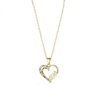 Titanium Steel Jewelry Necklace, Heart, Vacuum Ion Plating, fashion jewelry & for woman & with rhinestone, golden Approx 15.75 Inch 