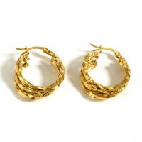 Stainless Steel Hoop Earring, 304 Stainless Steel, 18K gold plated, fashion jewelry & for woman, golden [