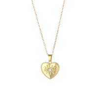 Cubic Zirconia Stainless Steel Necklace, 304 Stainless Steel, with 1.97inch extender chain, Heart, Vacuum Ion Plating, fashion jewelry & micro pave cubic zirconia & for woman, golden Approx 15.75 Inch [