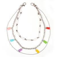 Decorative Chain Belt, Zinc Alloy, Bear, platinum color plated, three layers & for woman cm, 50 cm, 60 cm [