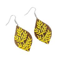 Acrylic Drop Earring, Leaf, fashion jewelry & for woman, yellow [