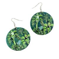 Acrylic Drop Earring, Round, fashion jewelry & for woman, green [