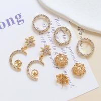 Brass Earring Drop Component, plated, DIY & micro pave cubic zirconia 