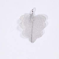 Brass Leaf Pendants, with Real Leaf, plated, fashion jewelry & DIY & for woman 