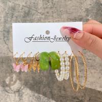 Kunststoff Perle Zink Legierung Ohrring, Zinklegierung, mit Kunststoff Perlen, 5 Stück & Modeschmuck & verschiedene Stile für Wahl & für Frau, verkauft von setzen[