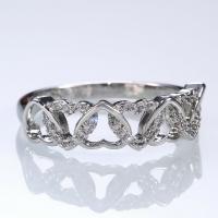 Rhinestone Zinc Alloy Finger Ring, Heart, plated & micro pave rhinestone & for woman, platinum color 