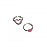 Эмаль цинкового сплава кольцо, цинковый сплав, Другое покрытие, разные стили для выбора & инкрустированное микро кубического циркония & Женский & эмаль, розовый, продается PC