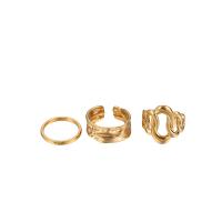 Stainless Steel Finger Ring, 304 Stainless Steel, gold color plated, three pieces & adjustable & for woman, US Ring .5-7 [