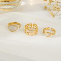 кольцо эмали из нержавеющей стали, Нержавеющая сталь 304, плакирован золотом, три части & регулируемый & Женский & эмаль, размер:6.5-8, продается указан