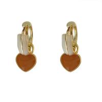 Brass Drop Earring, gold color plated, fashion jewelry & for woman & enamel 