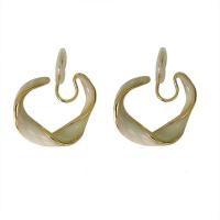 Brass Earring Clip, gold color plated, fashion jewelry & for woman & enamel 