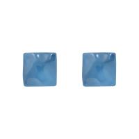 Brass Earring Clip, with Resin, Square, gold color plated, fashion jewelry & for woman, blue 