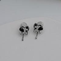 Brass Earring Clip, platinum color plated, fashion jewelry & for woman & with rhinestone 