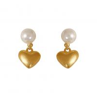 Brass Drop Earring, with Plastic Pearl, gold color plated, fashion jewelry & for woman [