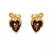 Brass Earring Clip, gold color plated, fashion jewelry & for woman & enamel 