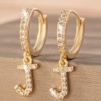 Cubic Zirconia Micro Pave Brass Earring, real gold plated, fashion jewelry & micro pave cubic zirconia & for woman, golden 