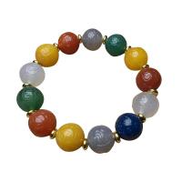 Tibetan Agate Bracelets, with zinc alloy bead, Natural & fashion jewelry & Unisex, multi-colored, 14mm Approx 20 cm [