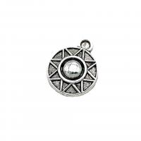 Zinc Alloy Jewelry Pendants, Flat Round, antique silver color plated, vintage & DIY Approx [