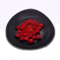 Single Gemstone Beads, Synthetic Coral, Rose, Carved, DIY & half-drilled, red, 12mm [