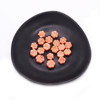 Single Gemstone Beads, Synthetic Coral, Flower, Carved, DIY, orange, 12mm [