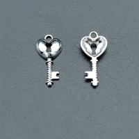 Zinc Alloy Key Pendants, antique silver color plated, vintage & DIY & hollow Approx [