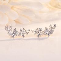 Cubic Zircon Brass Earring, Butterfly, fashion jewelry & micro pave cubic zirconia & for woman 