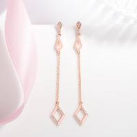 Cubic Zirconia Micro Pave Brass Earring, rose gold color plated, fashion jewelry & micro pave cubic zirconia & for woman 