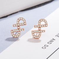 Cubic Zirconia Micro Pave Brass Earring, Number 8, rose gold color plated, fashion jewelry & micro pave cubic zirconia & for woman 