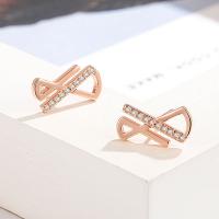 Cubic Zirconia Micro Pave Brass Earring, Number 8, rose gold color plated, fashion jewelry & micro pave cubic zirconia & for woman 