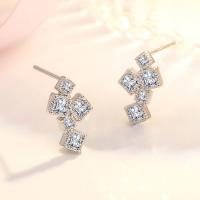 Cubic Zircon Brass Earring, polished, fashion jewelry & micro pave cubic zirconia & for woman 