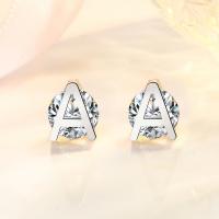 Cubic Zircon Brass Earring, Letter A, polished, fashion jewelry & micro pave cubic zirconia & for woman 