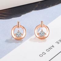 Cubic Zircon Brass Earring, rose gold color plated, fashion jewelry & micro pave cubic zirconia & for woman [