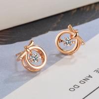 Cubic Zircon Brass Earring, rose gold color plated, fashion jewelry & micro pave cubic zirconia & for woman [