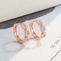 Cubic Zirconia Micro Pave Brass Earring, rose gold color plated, fashion jewelry & micro pave cubic zirconia & for woman [