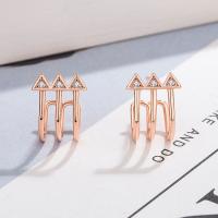 Cubic Zirconia Micro Pave Brass Earring, arrowhead, rose gold color plated, fashion jewelry & micro pave cubic zirconia & for woman [