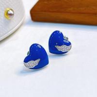 Cubic Zirconia Micro Pave Brass Earring, Heart, plated, fashion jewelry & micro pave cubic zirconia & for woman 13mm 