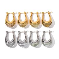 Stainless Steel Leverback Earring, 304 Stainless Steel, with Resin, Vacuum Ion Plating, fashion jewelry & for woman 