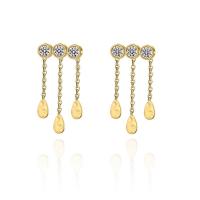 Stainless Steel Drop Earring, 304 Stainless Steel, 18K gold plated, fashion jewelry & for woman & with rhinestone, golden, 12mm 