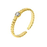 Cubic Zirconia Stainless Steel Finger Ring, 304 Stainless Steel, 18K gold plated, fashion jewelry & micro pave cubic zirconia & for woman, golden, 4mm [