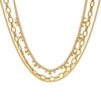 Fashion Multi Layer Necklace, 304 Stainless Steel, 18K gold plated, fashion jewelry & for woman, golden 