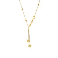Titanium Steel Jewelry Necklace, with 1.57inch extender chain, 18K gold plated, fashion jewelry & for woman & with rhinestone, golden Approx 15.75 Inch [