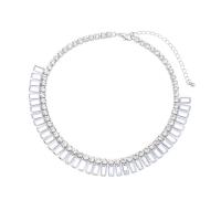 Acrylic Necklace, with 9CM extender chain, silver color plated, fashion jewelry & for woman & with rhinestone Approx 39 cm 