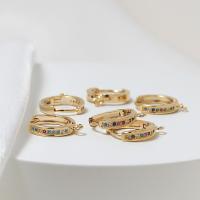 Brass Hoop Earring Components, Round, plated, DIY & with rhinestone [